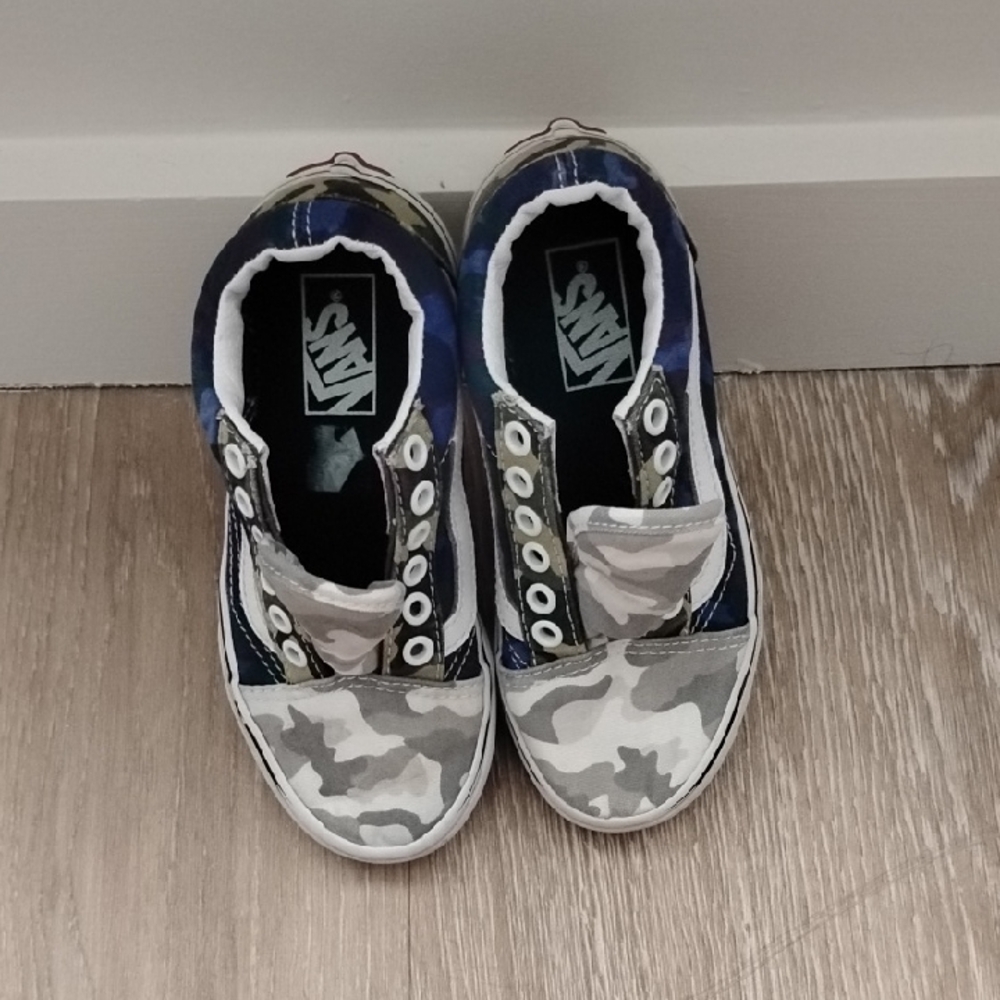 Vans Kids Blue and Gray Camo Sneakers